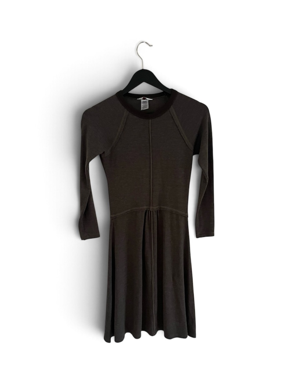 Hard Tail Dark Brown Long Sleeve Fit-and-Flare Dress